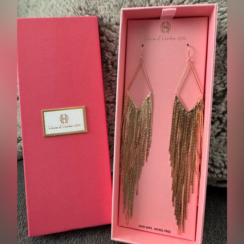 NEW House of Harlow 1960 earrings rose gold tone.